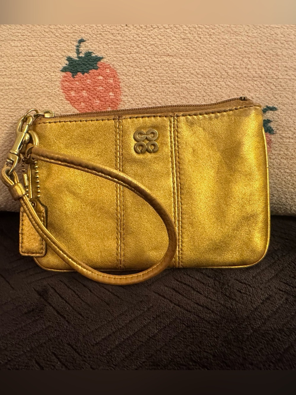 Coach -Gold Metallic Leather -Wristlet/Pouch /Y2K Mini Bag/Clutch-Julia 46810B